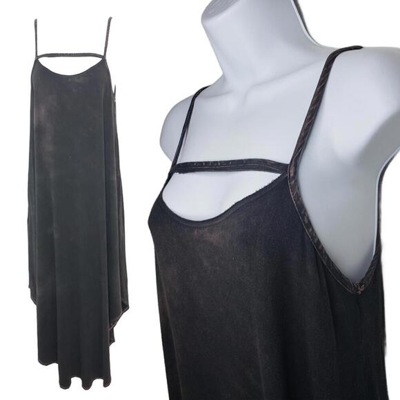 Final Touch Women's Sz M Distressed-Black Asymmetrical Strappy Maxi Dress(1736) - Picture 1 of 6